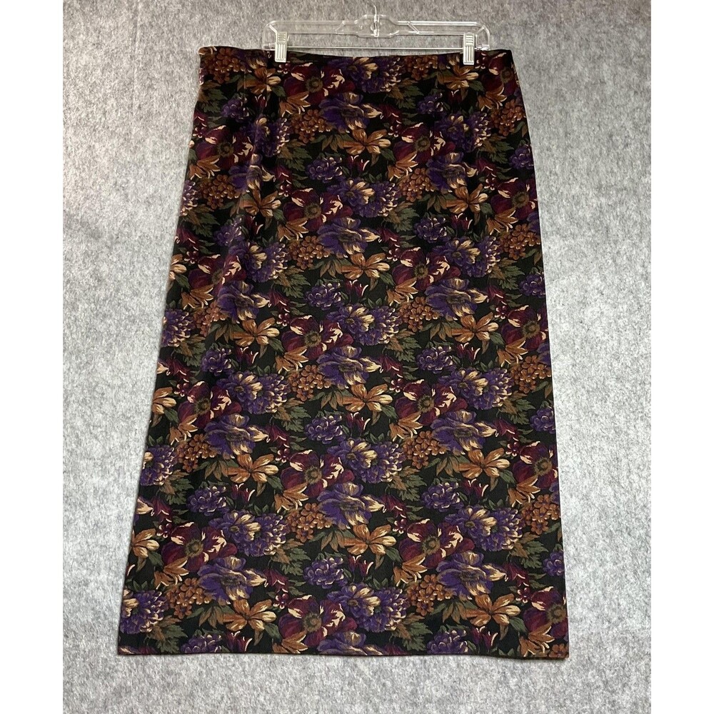 Vintage Skirt Womens Plus 2X Multicolor Floral Twill Maxi Stretch Cottage 90s *